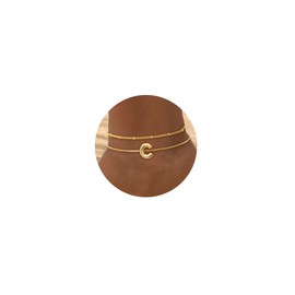 koperin Trendy Layered Bubble Initial Box Anklets for Women 14K Gold Plated Waterproof Satellite Chain C Ankle Bracelets No tarnish Summer Dainty Jewelry Gifts