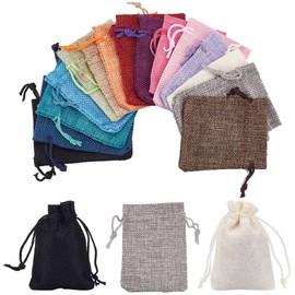 PH PandaHall 15 Color Burlap Gift Bags Packing Pouches Drawstring Bags 2.7x3.5'' Small Cloth Gift Bags Packing Storage Linen Jewelry Pouches for Wedding Party Shower Birthday Xmas Jewelry