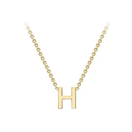 CARISSIMA Women's 9ct Yellow Gold 4mm x 4.5mm H Initial Adjustable Necklace 38cm/15-43cm/17