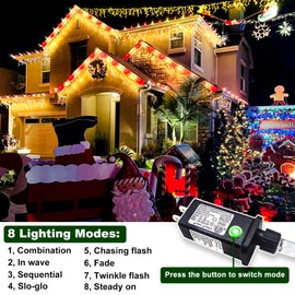 Vivideal Warm White Christmas Lights Outdoor - 33ft 400 LED Icicle Lights for Outside with Timer 8 Modes Waterproof for House Patio Room Window Yard Decor