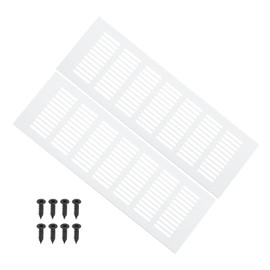 PATIKIL 12 x 4 Inch Door Air Vent Cover, 2 Pcs Heavy Duty Aluminum Grille Ventilation Cover Louvered with Mounting Screws for Cabinet Wardrobe Door, Silver