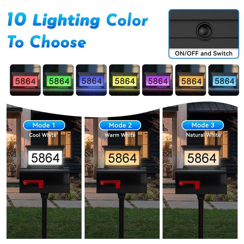 Solar House Numbers For Outside,Solar Powered Waterproof LED Light, Outdoor