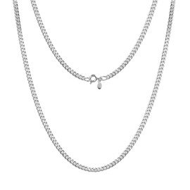 LeCalla Solid 925 Sterling Silver Italian 1.5mm Diamond Cut Cuban Link Curb Chain Necklace for Men and Women 22 Inches