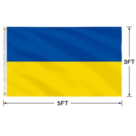 Ukrainian Flag 3x5 Feet（90cmx150cm）Durable And Colorfast With Brass Lock Ring, Suitable For Indoor And Outdoor Decoration. (Ukrainian -F)