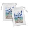 Lunarable Ocean Fabric Pouch Set of 2, Caribbean Seascape Jetty