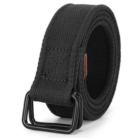 JASGOOD Men Canvas Double Ring Belt Plus Size Men Cloth Casual Belt for Jeans Pants