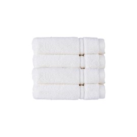 Christy Antalya Face Cloths | Set of 4 | 100% Turkish Cotton | 600GSM | Soft Plush Luxury Flannels | 4 Wash Cloths | Quick Dry | White