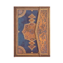 Safavid Indigo (Safavid Binding Art) Midi Lined Hardcover Journal: Hardcover, 120 gsm, Ribbon Marker, Memento Pouch, Wrap Closure