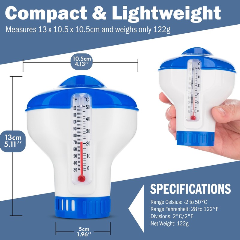 AQUAVERITY Chlorine Dispenser for Hot Tub with Built-in Thermometer –