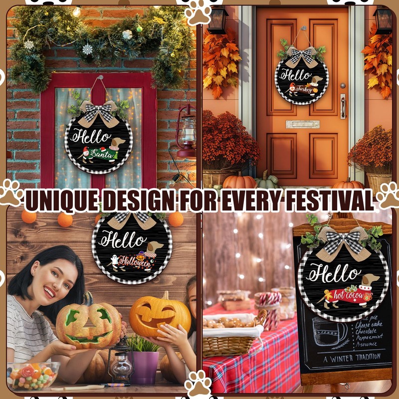Glenmal 16 Pcs Seasonal Interchangeable Dachshund Door Welcome Sign Cute