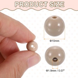HARFINGTON 100pcs Khaki Acrylic Round Beads 10mm Dia 1.9mm Hole Plastic Resin Smooth Balls Loose Bead for Jewelry Making Bracelets Necklace Earrings DIY