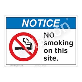 Notice No Smoking Sign (F1111-)|Aluminum 18" X 12" with Corner Mounting Holes|ANSI Signs|Sign for Manufacturing, Medical, Power Stations, Chemical Plant, Fuel Storage, Public Buildings