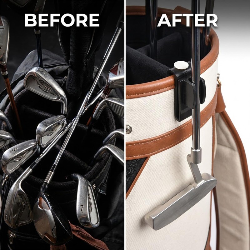 Lunarthos Golf Club Bag Clip - Black Plastic Putter Holder,