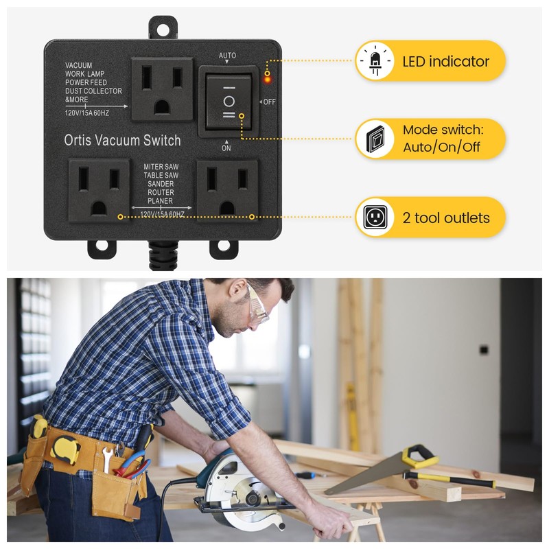Automatic Vacuum Switch, Ortis Vacuum Switch for More Power Tools,