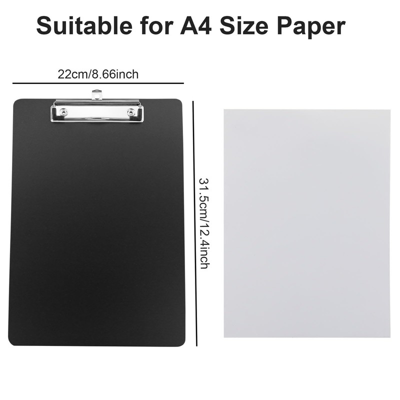 A4 Clip Board, Black Plastic Clipboard,Clip Boards Folder,Mini Plastic Writing