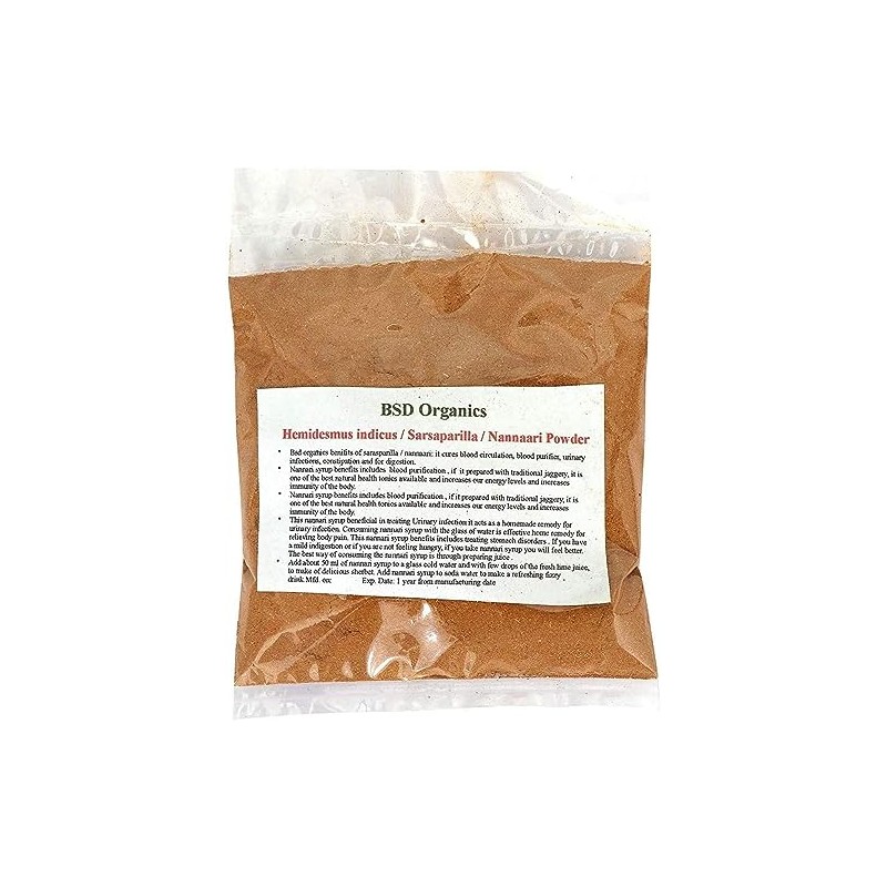 BSD Organics Herby Powder of Nannari / Sarsaparilla / Anantamool-