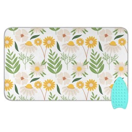 ElliTarr Ironing Mat Portable Ironing Pad Ironing Blanket for Table Top Heat Resistance Double-Side Using Travel Large 47.2 x 27.6 Inch Foldable Lightweight White Flower