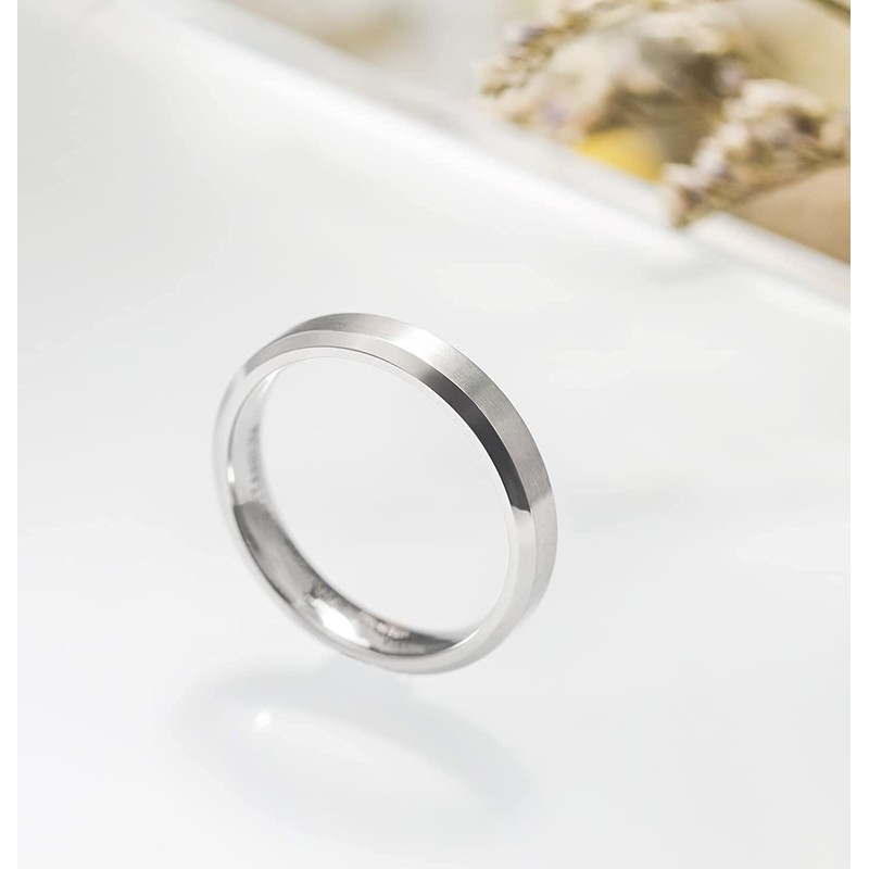 Zakk Women's and Men's Rings Titanium Silver Matt Brushed Engagement