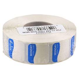 DayMark Day of the Week Dissolvable Label, Monday, 3/4" x 3/4", Blue (Roll of 1000)