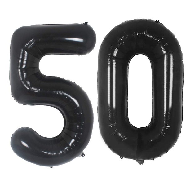 Tellpet Number 50 Balloons, 50th Birthday Party Decorations for Women Men, Black Sign, 40 Inch