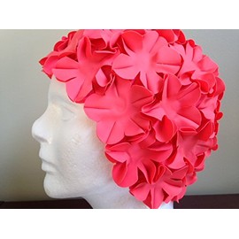 Aquapro Hot Pink Junior (Child) Full Floral Retro/Vintage Swim/Bathing Cap