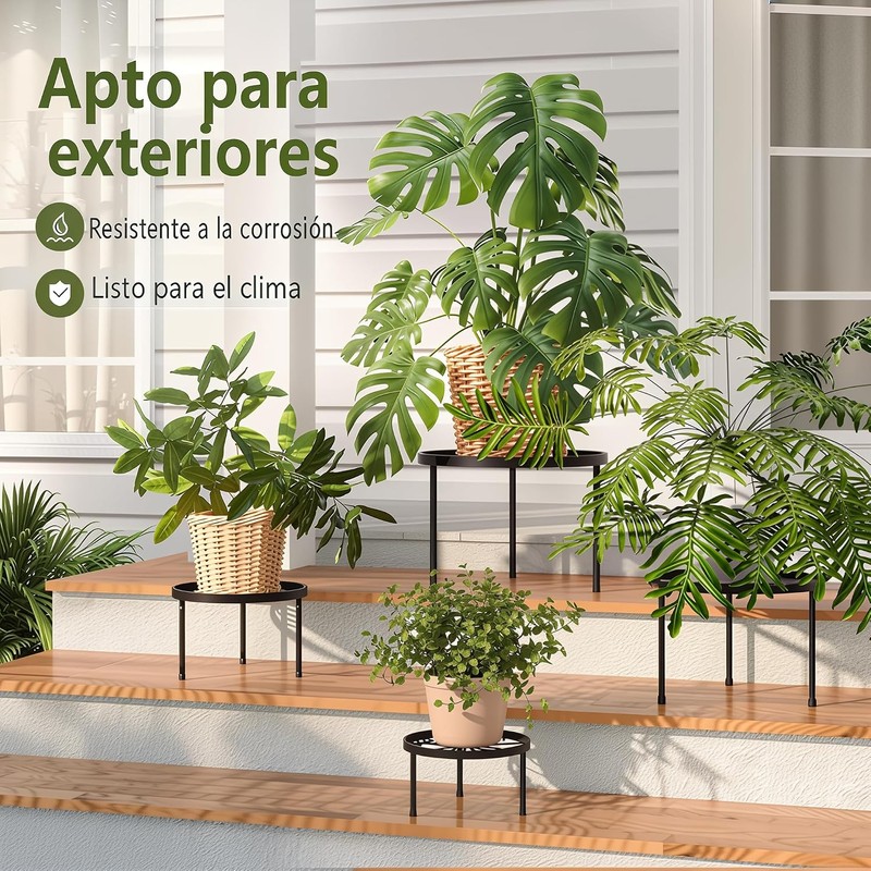 Base para Macetas de Metal 5 Piezas, Soporte para Plantas
