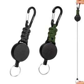 DZTSMART Reel Keychain, Retractable Key Holder, Carabiner Included, Load Capacity: 8.8 oz (250 g), Stainless Steel Wire, 23.6 inches (60 cm), Extendable, Multifunctional, Ultra Lightweight, Lost
