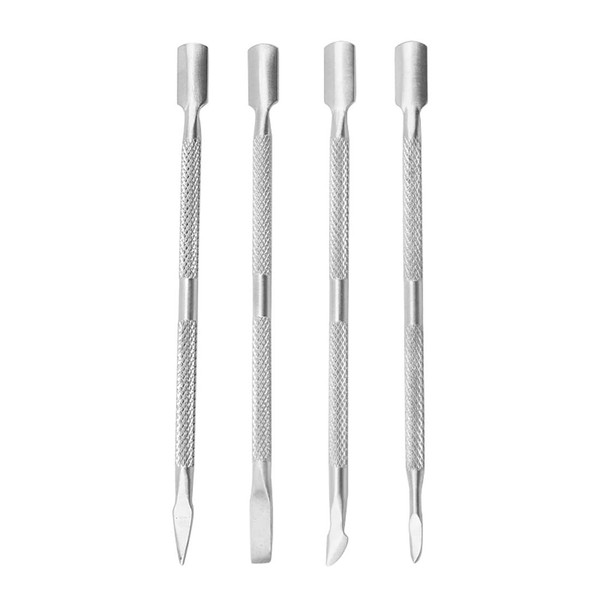 4 pieces cuticle pusher, 2 in 1 professional nail pusher spatula pusher - stainless steel metal spatula cuticle pusher for manicure, pedicure