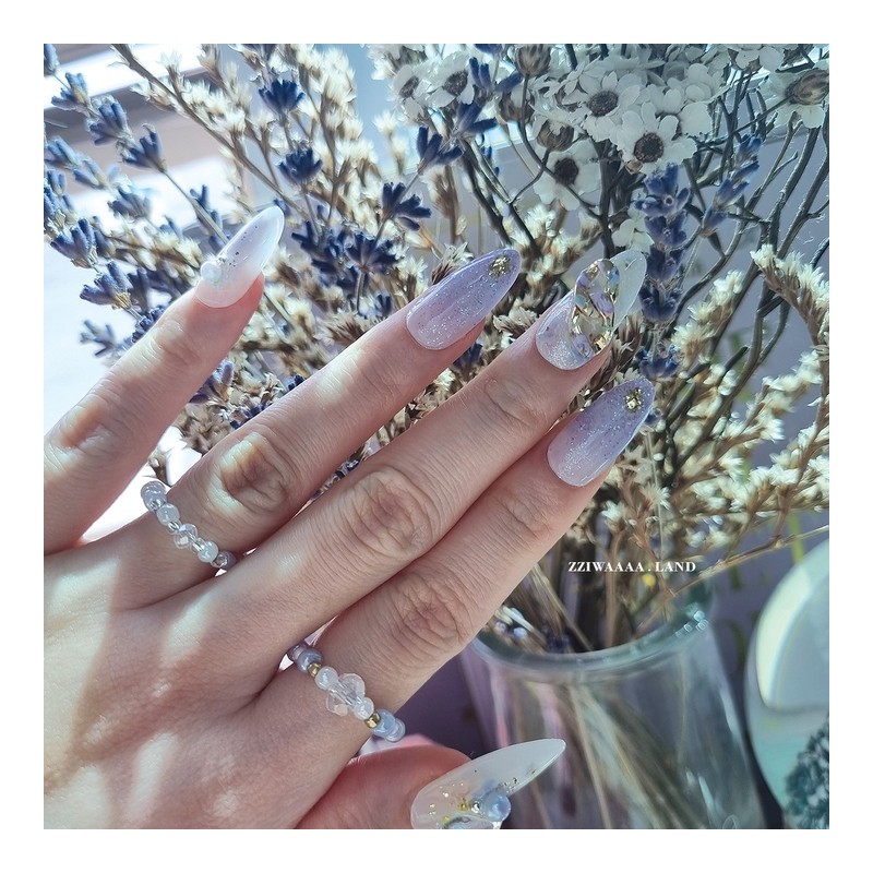Wavelet.Water drop wave flower chain unique emotional nail - Almond
