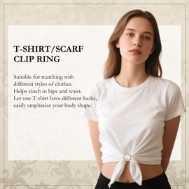 EMORBALS 6 Pack Silk Scarf Rings, Fashion Alloy Shirt Ties Clips for Women, T-Shirt Cincher Clips, Blouse Accessories for Women's Clothing(Style-1)