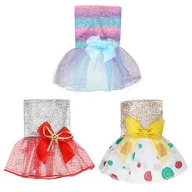 3 Pieces Christmas Elf Dress for Doll, Santa Clothing for Elf, Party Dress, Christmas Accessory Set for Doll, Christmas Doll Fluffy Skirts, Party Grown Skirts (Not Include Doll)