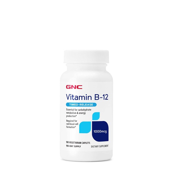 GNC Vitamin B-12 1000mcg, 90 Caplets, Supports Energy Production
