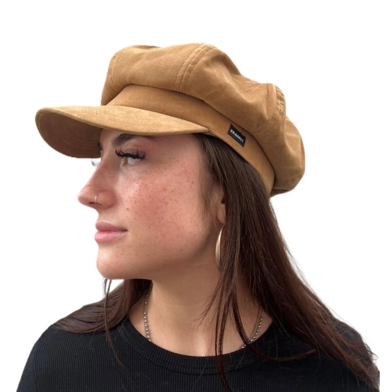 CRAGGI Baker Boy Newsboy Cap Camel Brown Velvet Women's Hat,