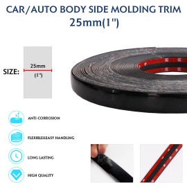 car elements 10FT x 1" Black Body Side Molding Trim Strip For Car/Truck Door Window Protector