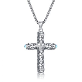 VENACOLY Cross Necklace for Women Sterling Silver Moonstone Cross Pendant Cross Valentines Day Jewellery Gifts for Women Mum
