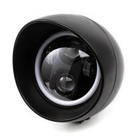 BENEALL Motorcycle Headlight 7" Refit Vintage Head Lamp For Chopper Bobber Cruises Softail 883 Steed VLX 400 600 Magna 250 750 (Black Shell)