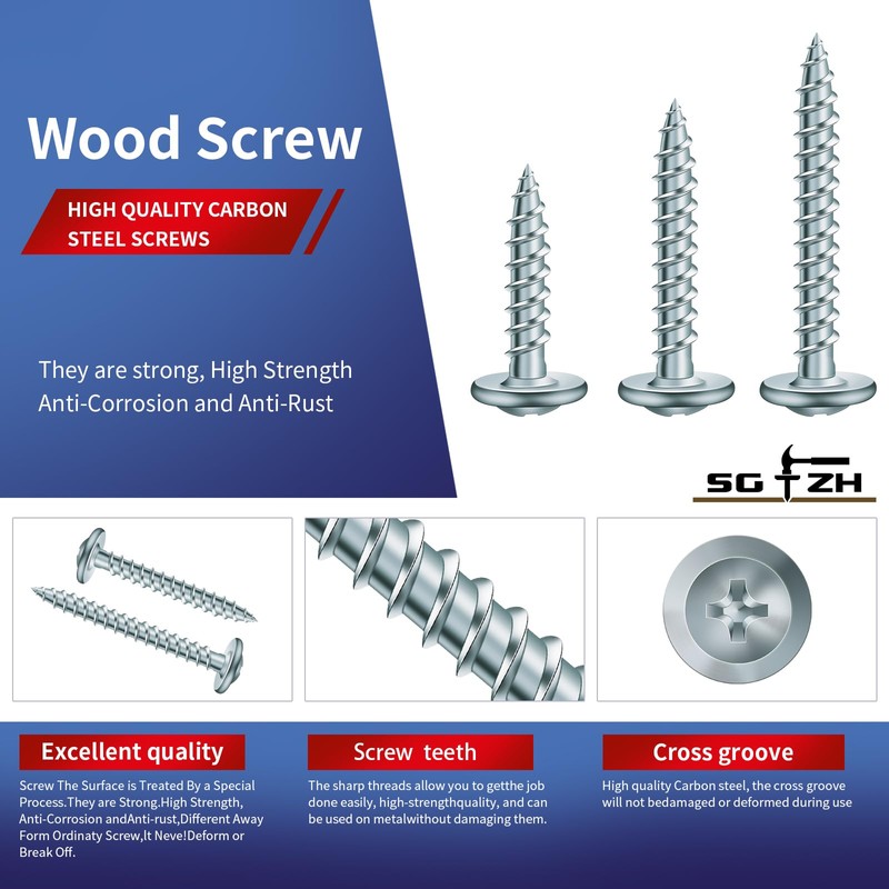 #8 x 5/8" Wood Screw 100Pcs Alloy Steel Standard Thread