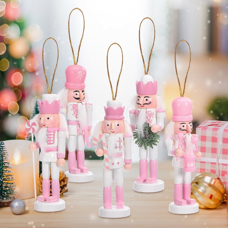 VALICLUD 5pcs Christmas Nutcracker Ornaments Mini Nutcracker Soldier Figures Wooden