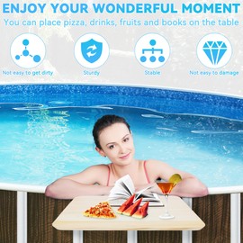 Anglekai Pool Side Bar, 15.7×9.8In Pool Side Table for Above Ground Fits 2.3In Or Less Top Rail