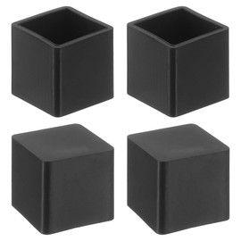 sourcing map Rubber Furniture Leg Caps, 4Pcs 20x20mm Rectangle Chair Leg Tips Caps, Furniture Foot End Caps Covers Floor Protectors for Table, Chair, Machinery Equipment Feet (Black)