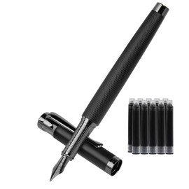 BOCIYER Luxury Fountain Pen Set,Ink Pen for Smooth Writing,Medium Nib,Includes 10 Ink Cartridges&Ink Converter,Best Pen Gift Case for Men & Women,fancy,Journaling,Executive Office pen-Black
