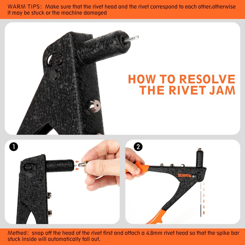 Meiwaltee Blind Riveter Set 4-in-1, Riveter Set with 200 Rivets