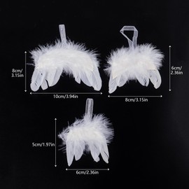 Dmnnlp Pack of 12 Christmas Angel Wings Feathers Angel Wings Pendants, Christmas Decoration White, Christmas Tree Decoration for Christmas Party Decoration DIY Crafts
