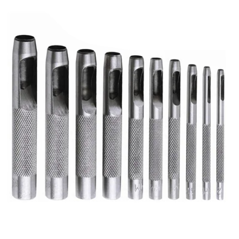 10PCS Belt Punch Set Carbon Steel High Hardness Round Hollow
