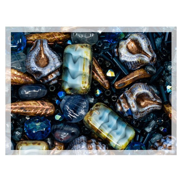2.1oz (60 g) Mix of Unique Czech Bohemia Glass Pressed