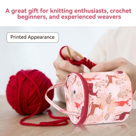 Portable Yarn Storage Bag, Yarn Organizer Tote Bag Round Yarn Holder Crochet Hook Bag for Yarns, Carrying Projects, Knitting Needles and Other Accessories