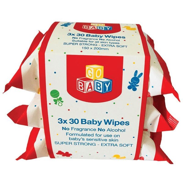Go Baby Baby Wipes 3x30 Pack