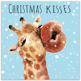 Twizler Funny Christmas Card Giraffe Kisses - Humour Merry Xmas Cards - Womens Christmas Card for Her Wife Mum Girlfriend - Mens Christmas Card for Him Husband Dad Boyfriend
