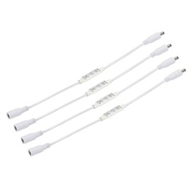 MECCANIXITY LED Strip Dimmer, 12V to 24V 6A Mini Brightness Adjustable Controller Lamp Switch with DC Plugs for Single Color Strips, White Pack of 4