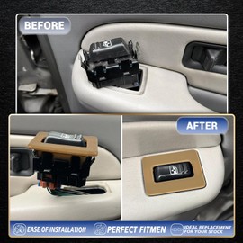 OICCTBF Rear Power Window Switch Trim Repair Fix,Driver Passenger Side Window Repair Button Cap Cover Replace for Escalade for Avalanche for Silverado for Tahoe for Sierra for Yukon 2000-2002(Beige)